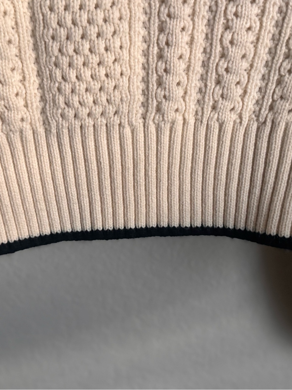 Mable | Cream Cable Knit Ruffle Trim Sweater - Picture 7 of 9